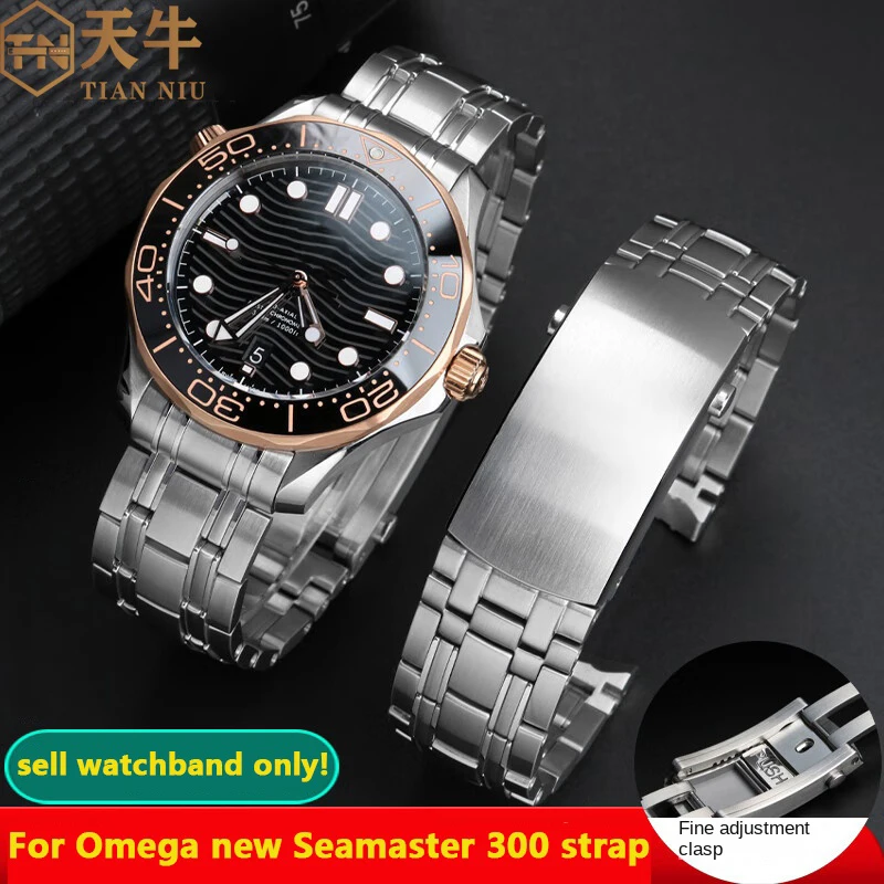 

20mm 316L High quality Curved End Stainless steel strap For Omega new Seamaster 300 watchband Observatory 210 Men Bracelet strap