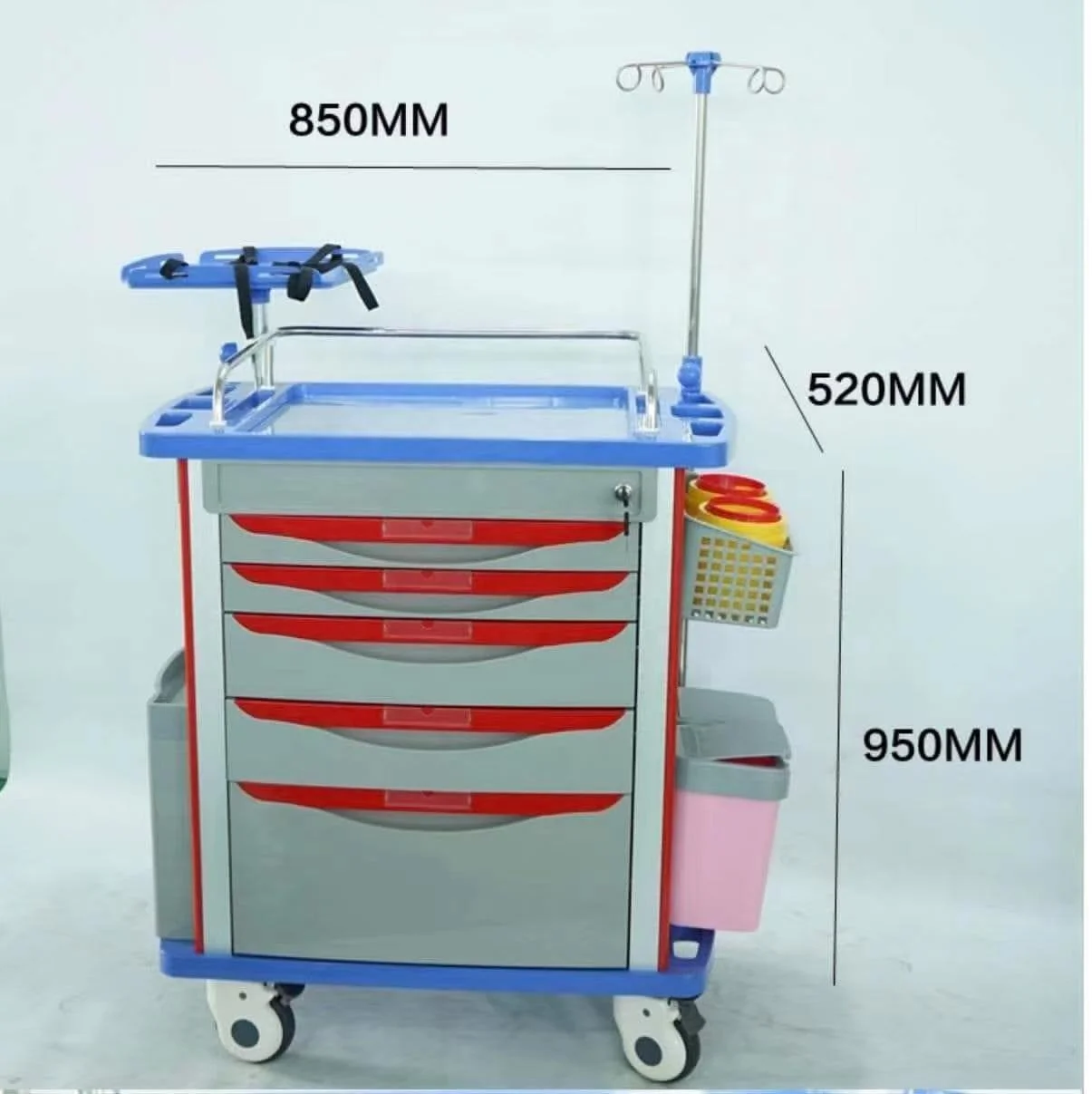 Best Price Hospital Furniture Cheap Nurse Cart Emergency Treatment Hospital Trolley ABS Emergency Trolley For Hospital