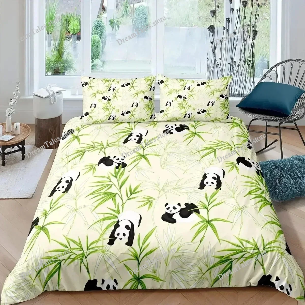 

Bamboo Duvet Cover Set Bamboo Branches Bedding Set Tree Print Comforter Cover Fashion Retro Floral Style Quilt Cover Queen Size7