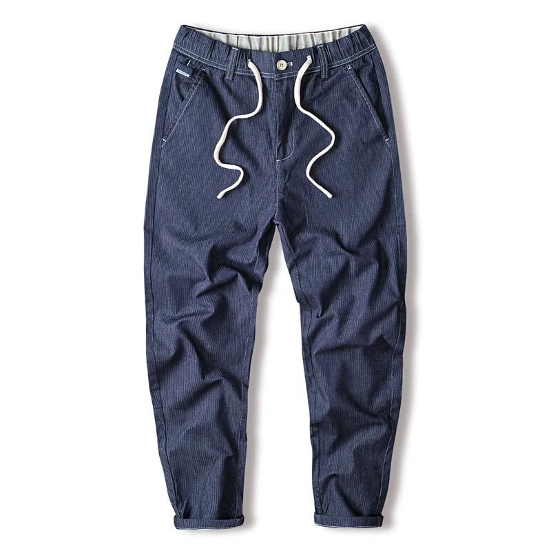 

Spring and summer new trendy men's denim pants, dark blue versatile fashion, elastic waistband and stretch denim pants