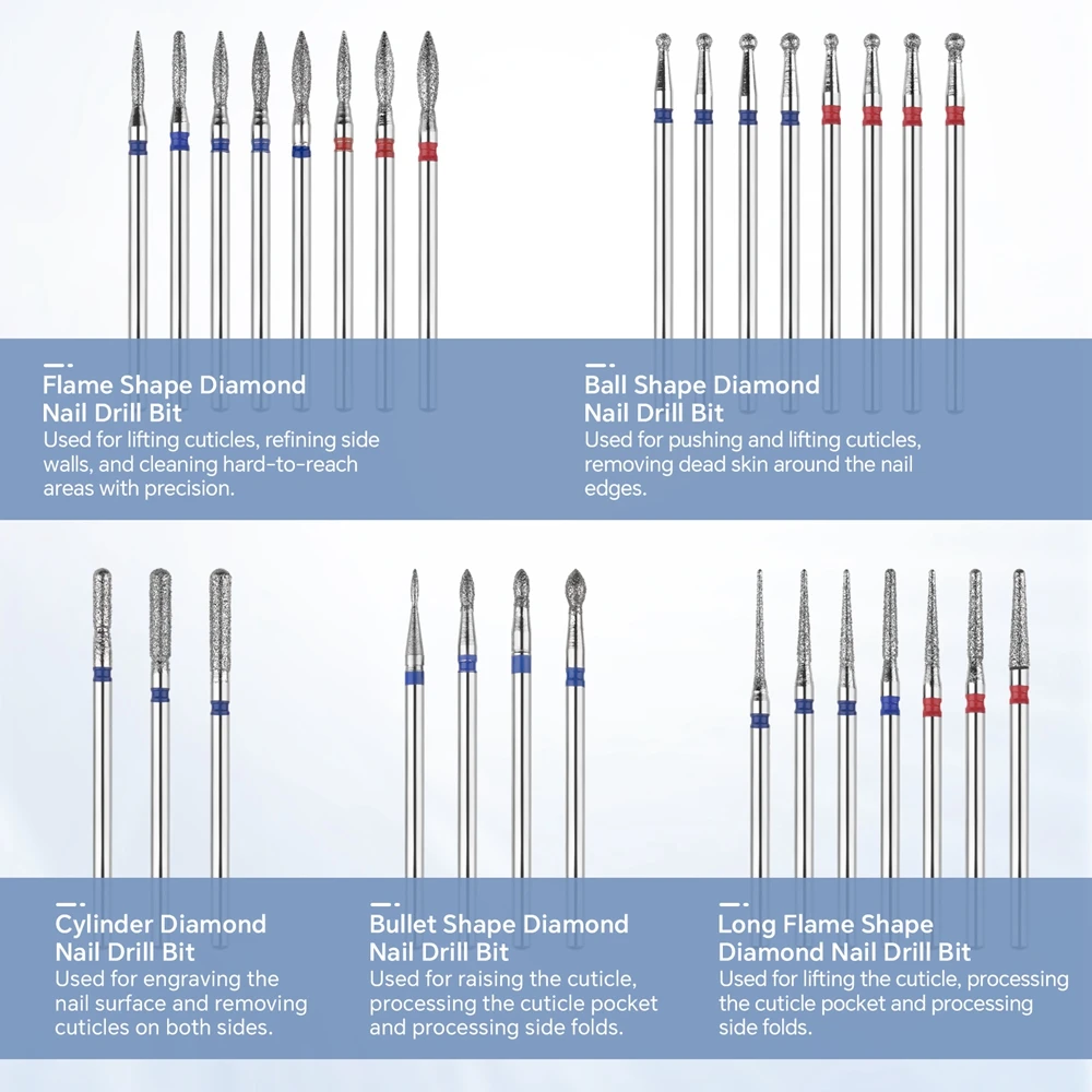 30Pcs Nail Drill Bits Milling Cutter File Buffer for Nails Gel Polishing Removing Electric Nails Drill Accessory for Manicure