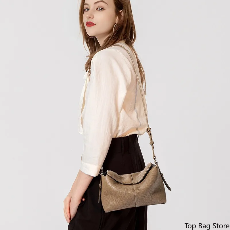 Sophisticated Minimalist Work Shoulder Bag for Women Genuine Leather Durable Adjustable Strap Luxury Handbag Portable