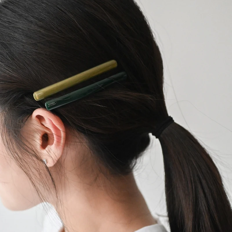 South Korea France long straight clip French simple and elegant temperament, side clip bangs, broken hair clip