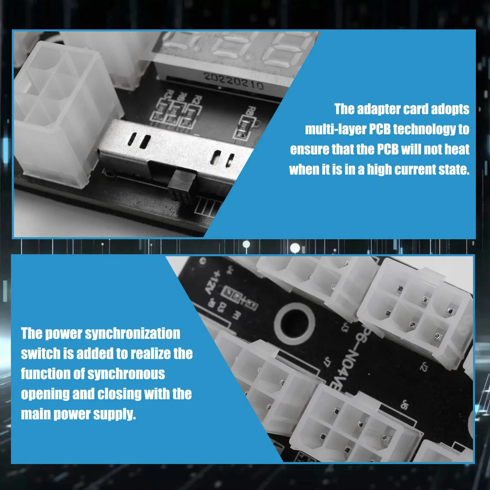 Display LED Power Module Server Card Adapter, Breakout Board, 17 Port, 6Pin, HP 1200W, 750W, PSU, GPU Mineiro, BTC, ETH