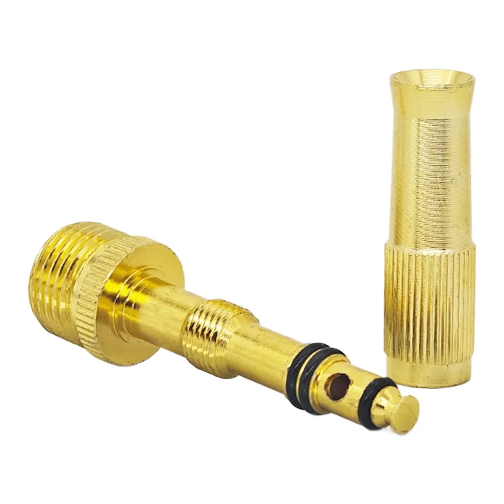 10pcs Gold Aluminum 4 Part External Thread Spray Nozzle For Garden Irrigation Car Washing Hose Connector Watering Tool