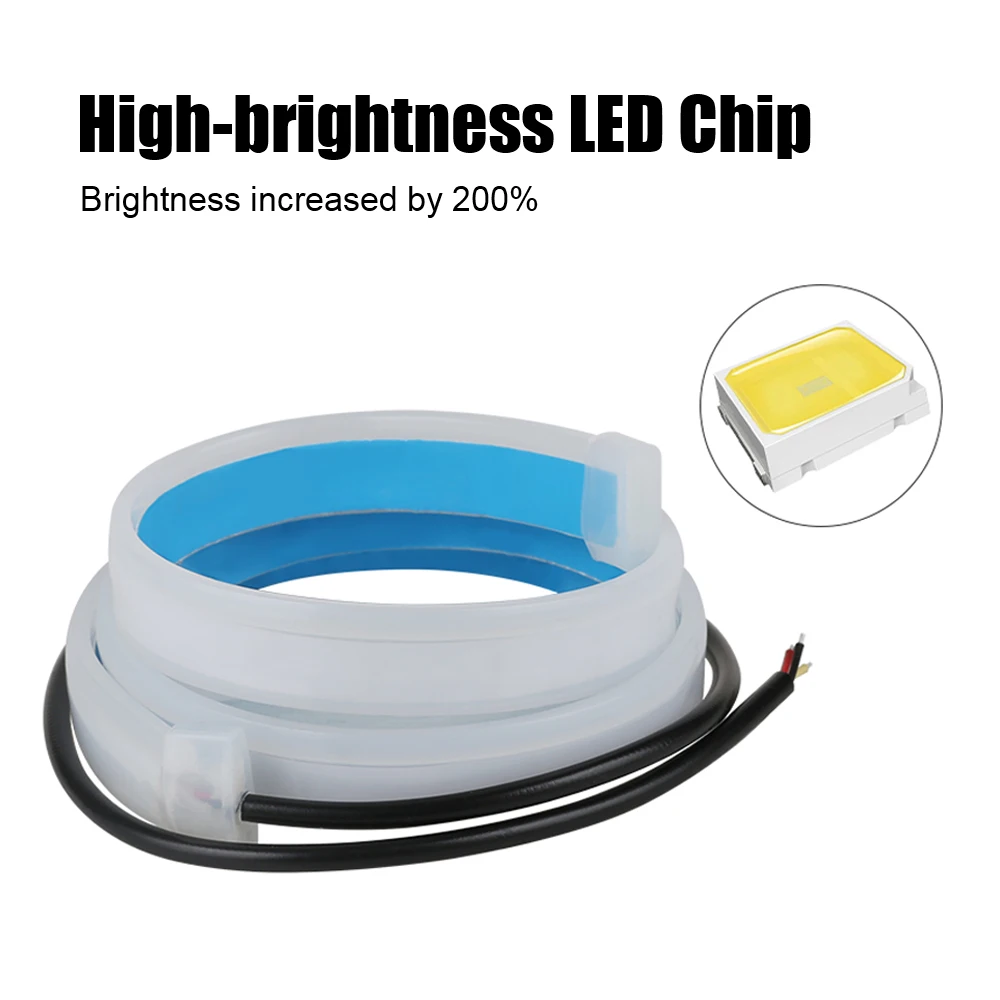 1 Pair Waterproof Flexible Auto Headlight Surface Decorative Lamp Daytime Running Light Flow Car LED DRL Brake Turn Signal Light