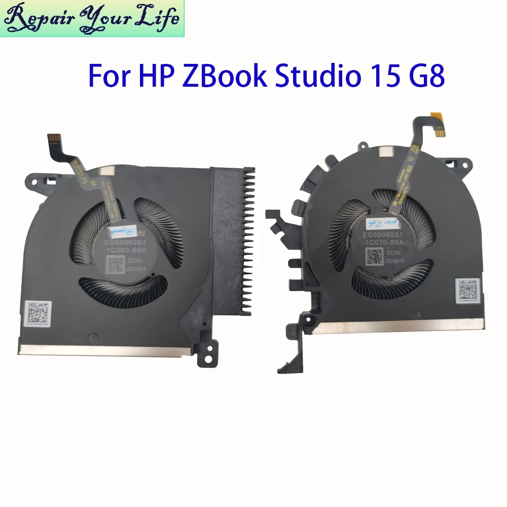 Ventilador de refrigeração para cpu gpu, para hp zbook studio 15-g8 15s-g8 HSN-C12C notebook cooler radiador EG50060S1-1C060 1c070-s9a ns85c41