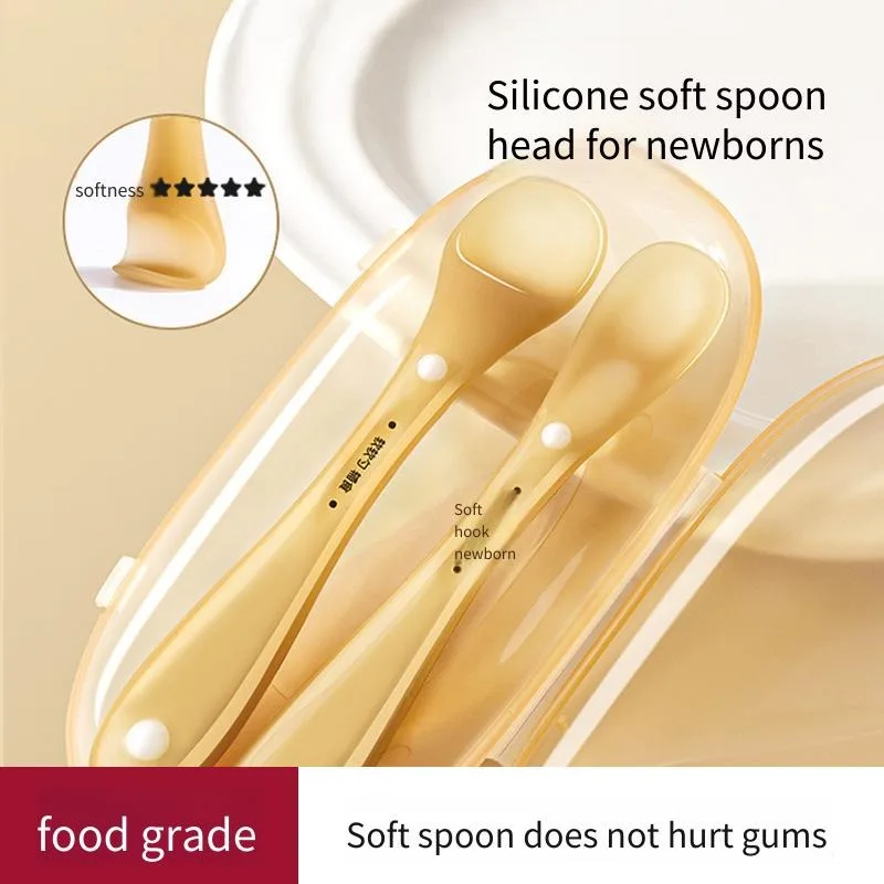 

Baby Silica Gel Complementary Food Spoon Newborn Baby Food Supplement Spoon Feed Rice Paste Spoon Not Damaging the Oral Cavity
