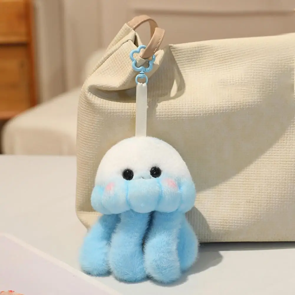 Flower Buckle Lanyard Cute Jellyfish Plush Keychain Soft Pendant for Purse Adorable Aquarium Souvenir Gift for Girls Women Car