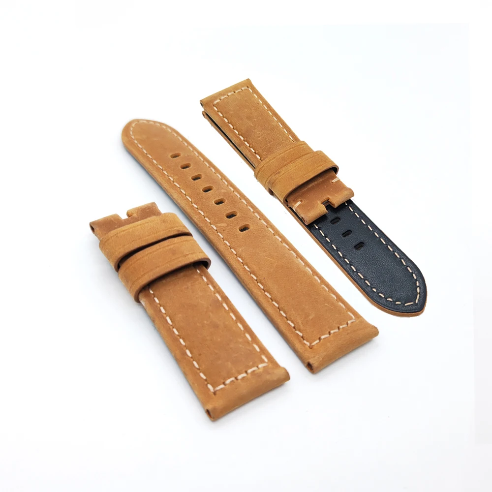 

Brown Calf Leather Strap 24mm / 22mm 125mm / 75mm Watch Band for PAM RADIOMIR LUMINOR Premium Quality Watchband Accessories