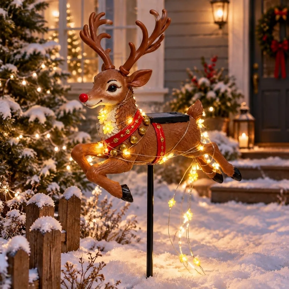 Swirling Effect Reindeer Pathway Light Energy Saving Waterproof Landscape Lighting Long Service Life Stable Light Output