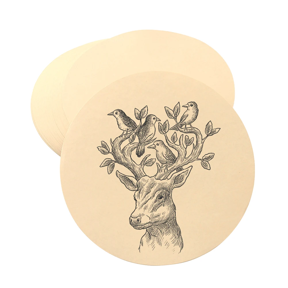 

25 Sheets Round Kraft Sketch Paper Thick Drawing Pads Painting Art Supplies for Artist School (29cm Diameter)