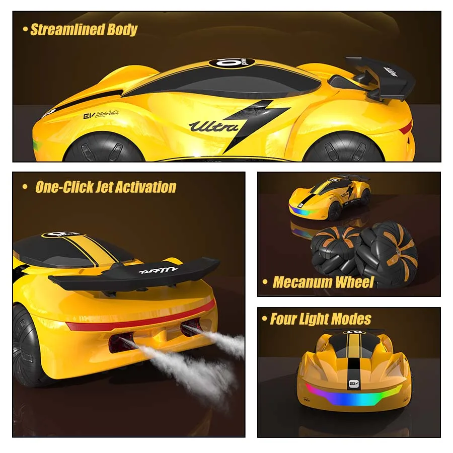 Il giocattolo telecomandato RC Meteor Supercar con luci che scorre a LED con spruzzo di fumo Modalità deriva e funzione acrobatica controllata dai gesti