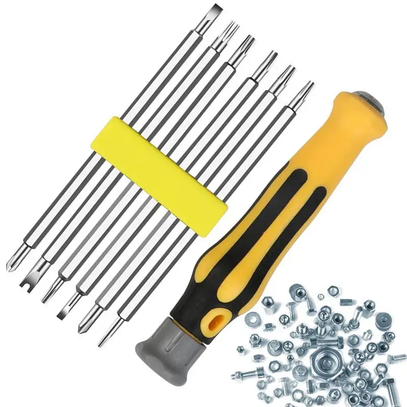 6 in 1 Set Safety Tamper-Proof Magnetic Screwdriver Bit Hex Torx Screwdriver Head Flat Hand Tool