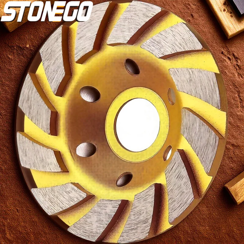 4 Inch Concrete Turbo Diamond Grinding Cup Wheel 12 Segs Heavy Duty Angle Grinder Disc for Granite Ceramic Stone Cutting