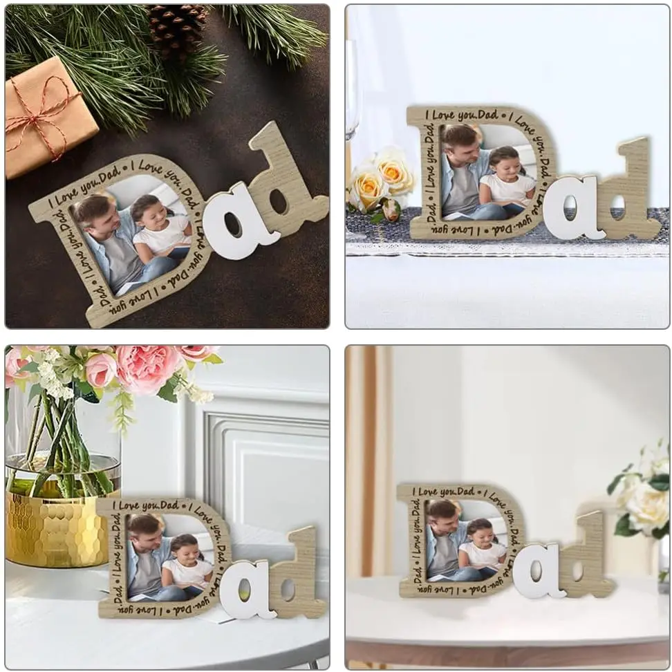 Household Photo Frame Wooden Photo Frame Fathers Day Gift Desktop Photo Frame Photo Display Frame Home Photo Frame