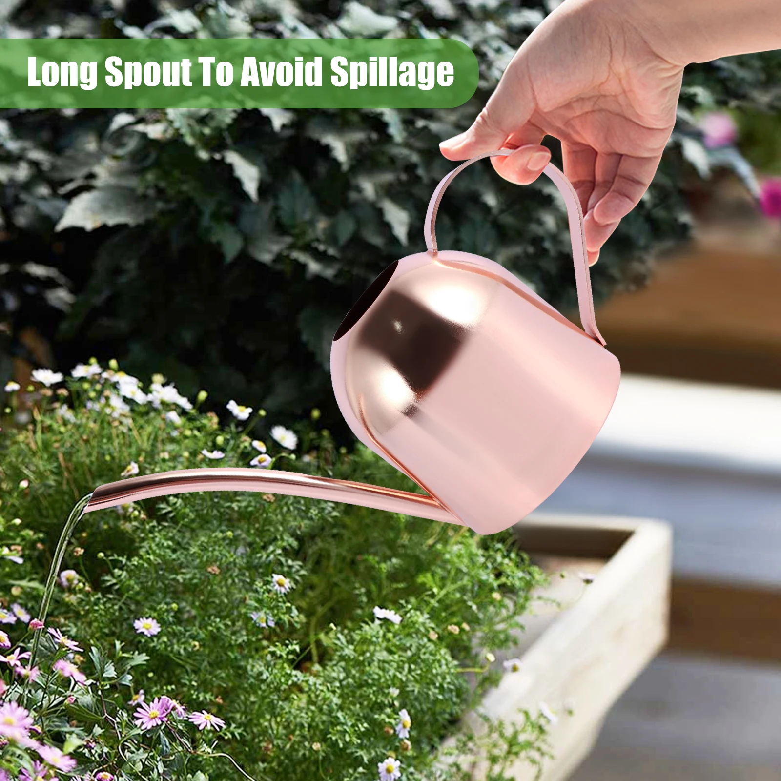 500ML Plants Watering Pot Stainless Steel Long Nozzle Watering Can Portable Vintage Small Watering Can for Office Potted Plants