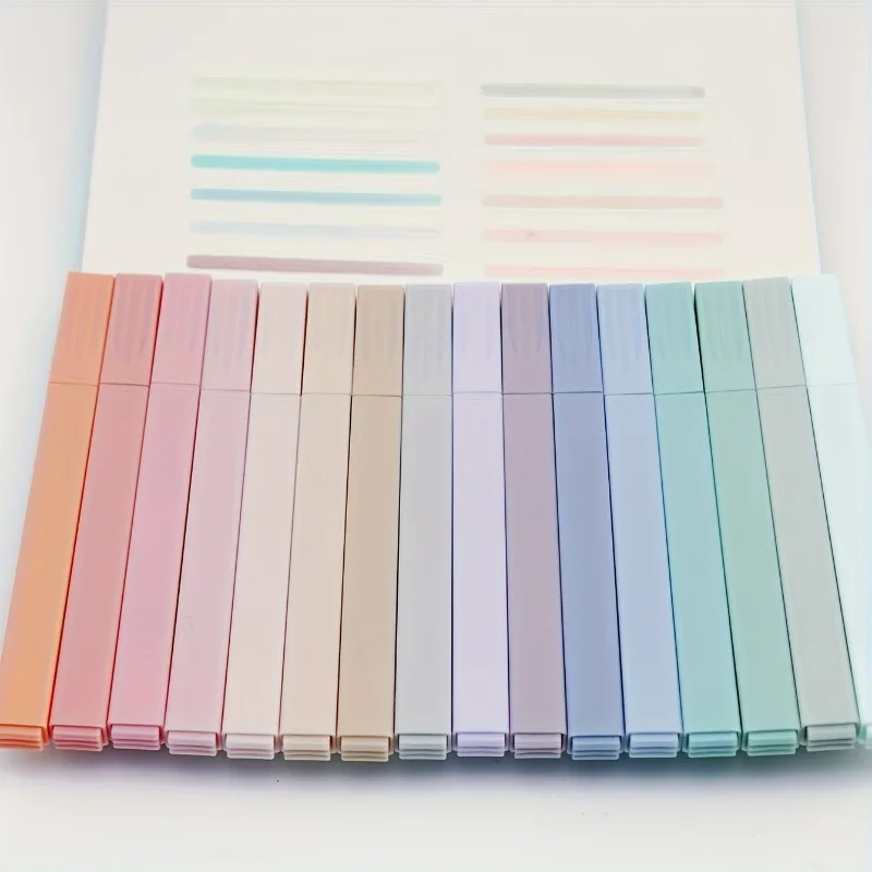 

16pcs Square Highlighter Markers Painting Tools for Journaling School Office Supplies for Students Artists and Stationery Lovers