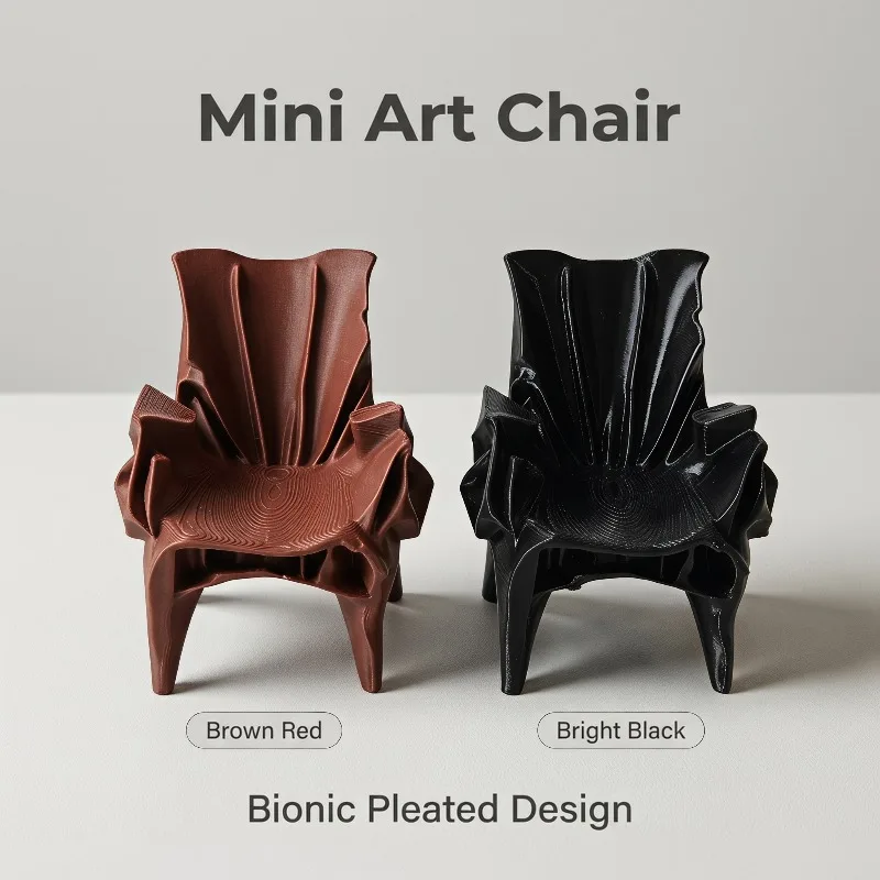 Bionic Pleated Mini Art Chair 3D Printed Dollhouse Furniture Modern Abstract Miniature Armchair Figure Scene Display Decor Gifts