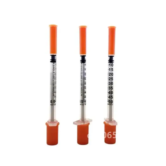 50 sztuk/partia 1ml 0.5ml 29G jednorazowa plastikowa strzykawka weterynaryjna z igłami strzykawka dla zwierząt domowych, psów i kotów