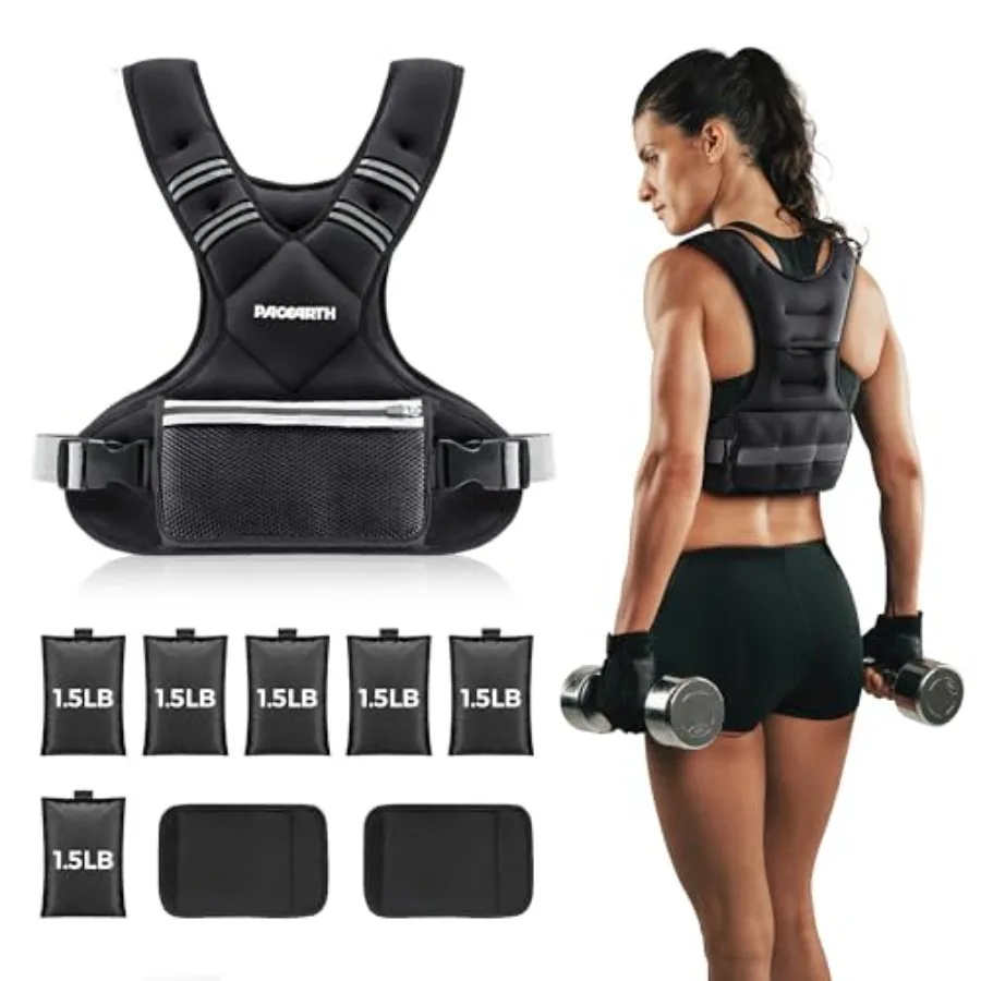 

PACEARTH Adjustable Weight Vest 4-10lbs 11-20lbs 20-32lbs X-Shape Weighted Vest for Women and Men Home Workout Ironsand Vest wi