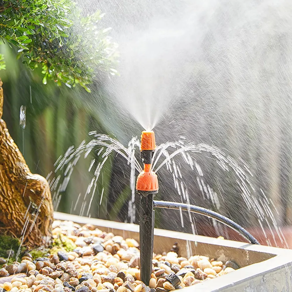 5-20 шт. 2-в-1 капельный разбрызгиватель, регулируемая распыленная насадка 1/4 дюйма, садовая теплица, цветочная кровать, бонсай, газон, водный ирригатор