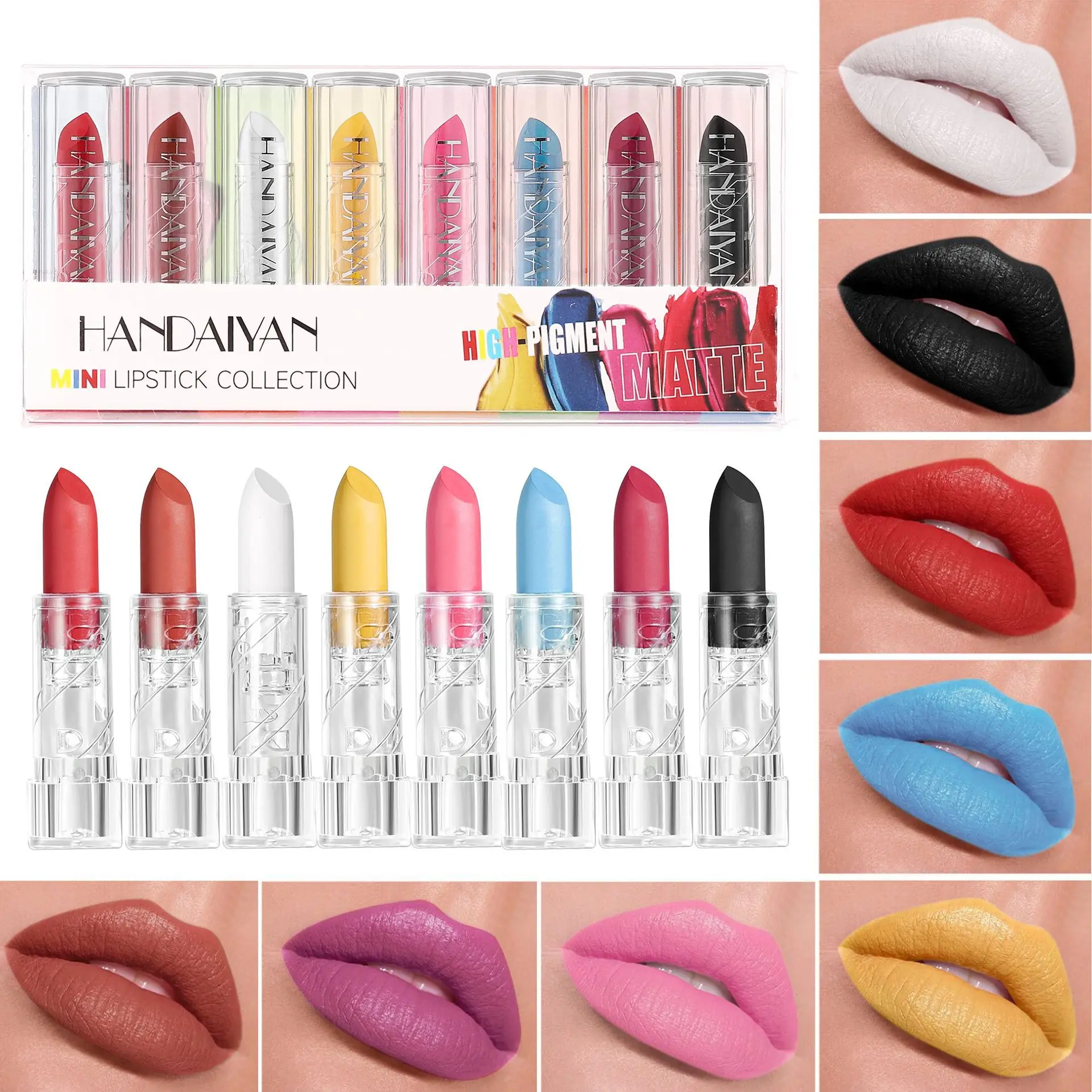 8Pcs Matte Lipstick Set, Dark Black White Vampire Lipsticks, Face Body Painting, DIY Halloween Party Makeup Cosmetic