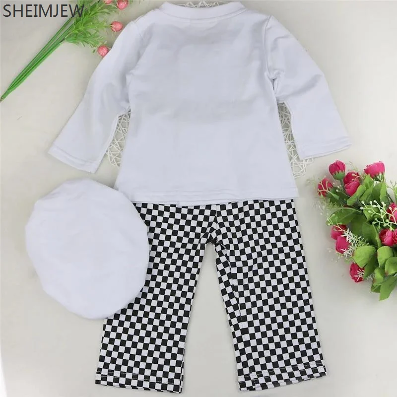 Carnival Cosplay Outfits Baby Boy Girl Carnival Cook Chef Long Sleeve Little Chef 3 Piece T-shirt Pants Hat Photography Costume view 3