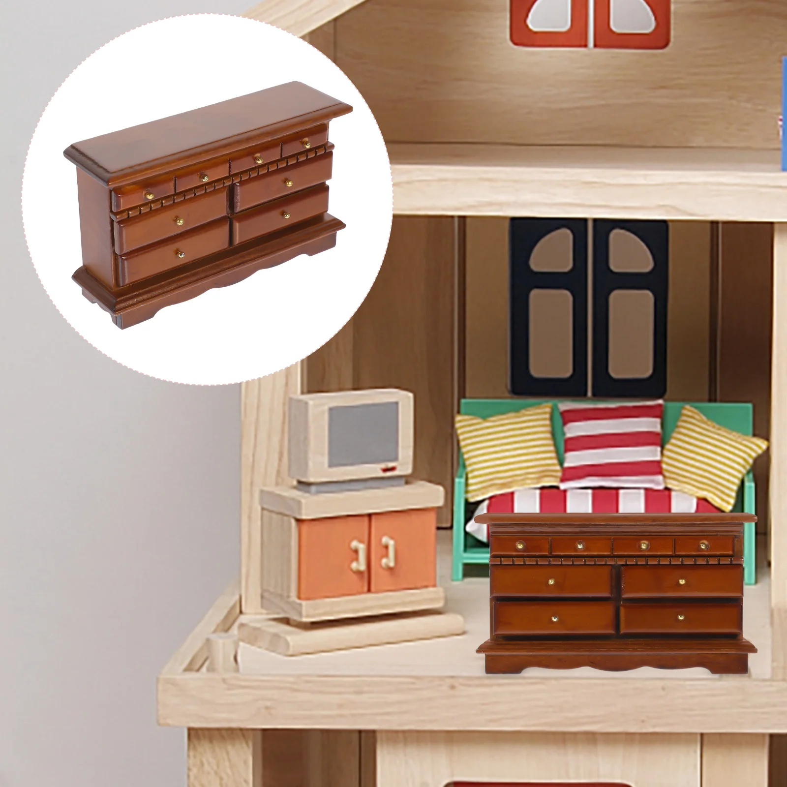 Mini-meubels Mooie miniatuurkast Huisaanbod Houten schattige standaard Delicaat decor