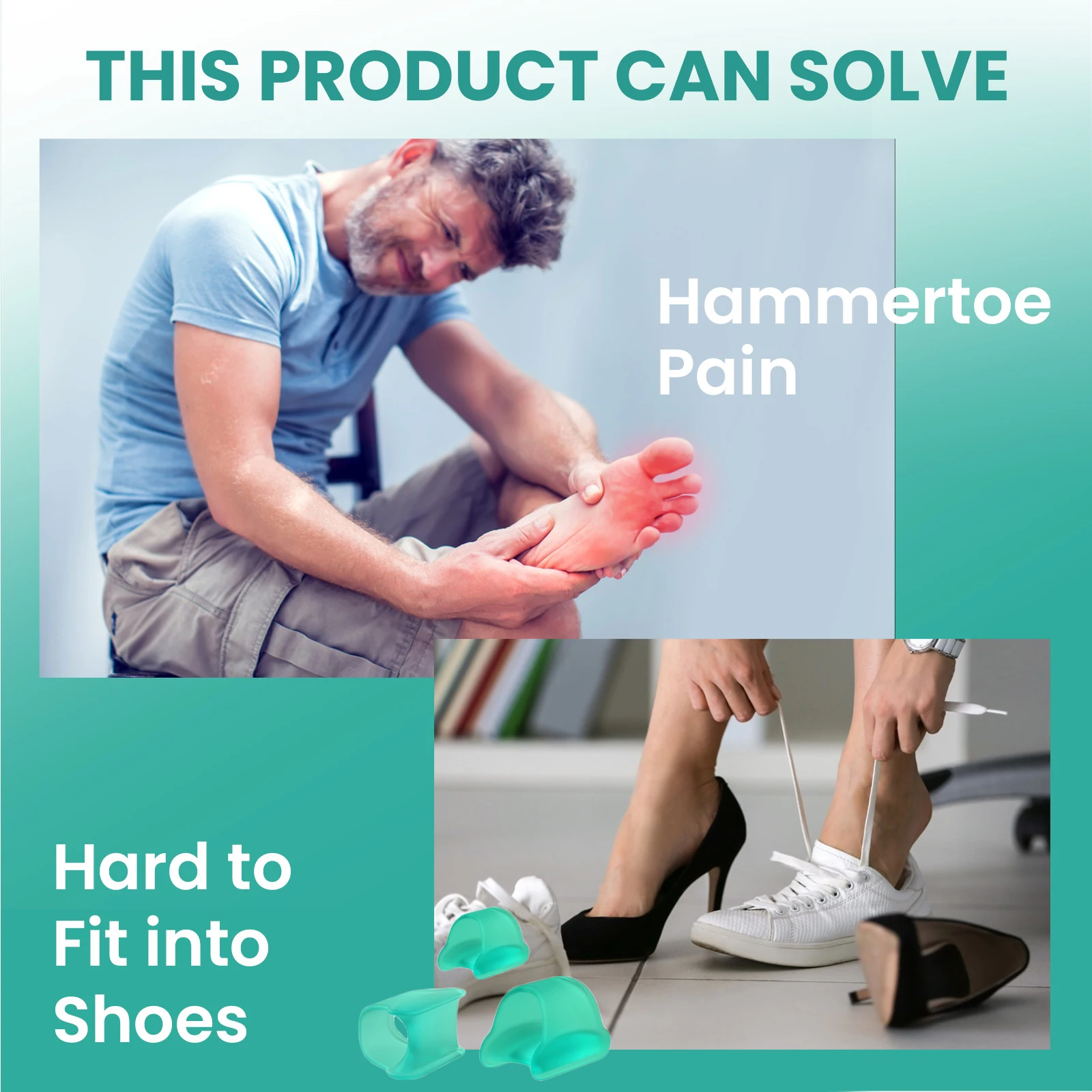 2Pcs/Pair Green Silicone Hammer Toe Straightener Bunion Hallux Valgus Corrector Foot Separator Toe Cushion Care Tools S/M/L