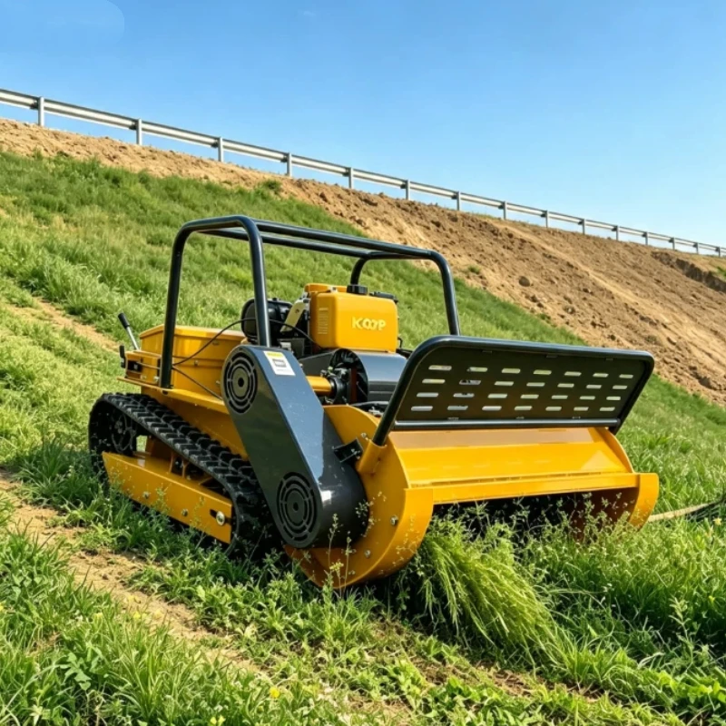 Customized Power Configuration Robotic Crawler Lawn Mower, Remote Control Diesel Grass Cutter For Orchard And Slope Land Weeding