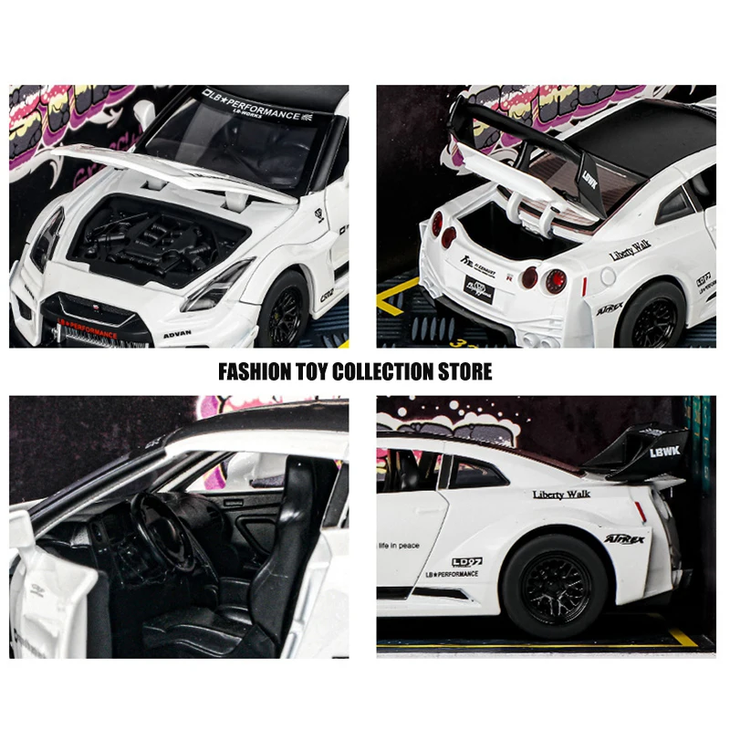 1: 32 GTR-CSR2 Alloy Car Model Diecasts Toy With Sound and Light Vehicles Decoration Toys For Kids Gift