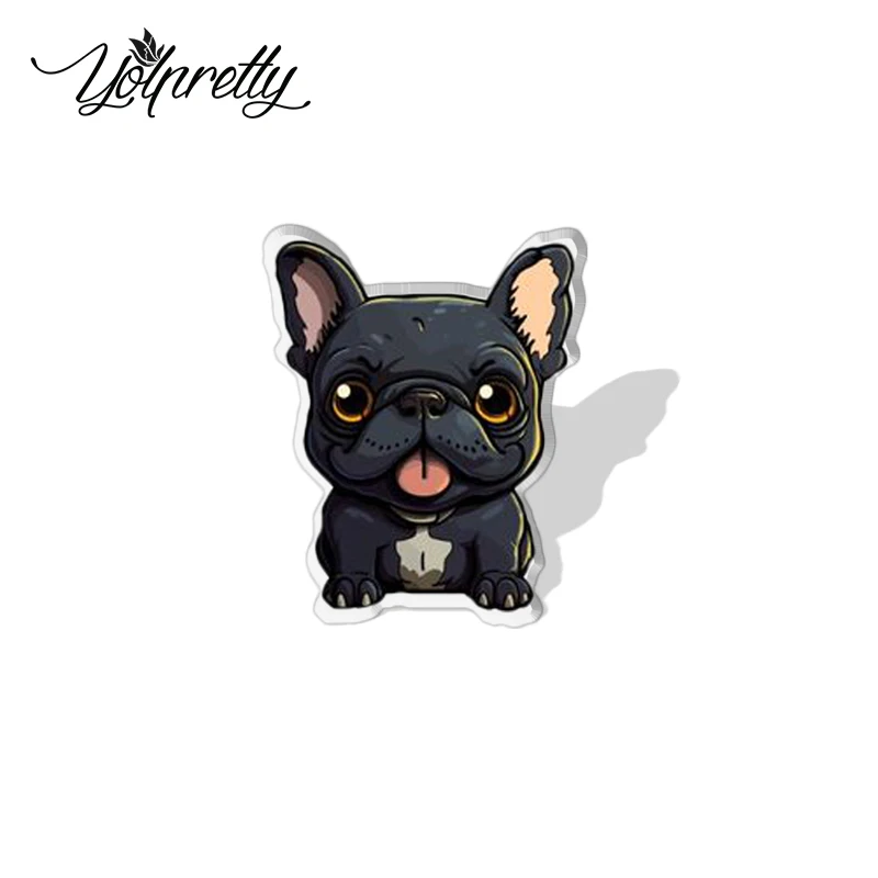 2023 Cartoon Cute French Bulldog Pattern Acrylic Resin Epoxy Brooches Bages Icon Jewelry Accessories