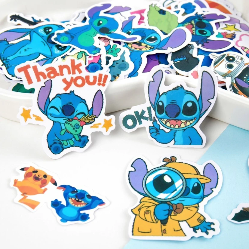 100PCS Disney Stitch Stickers Anime Decal Skateboard Laptop Motorcycle Guitar Cute Kawaii Cartoon Movie Sticker Pack Kids Toy