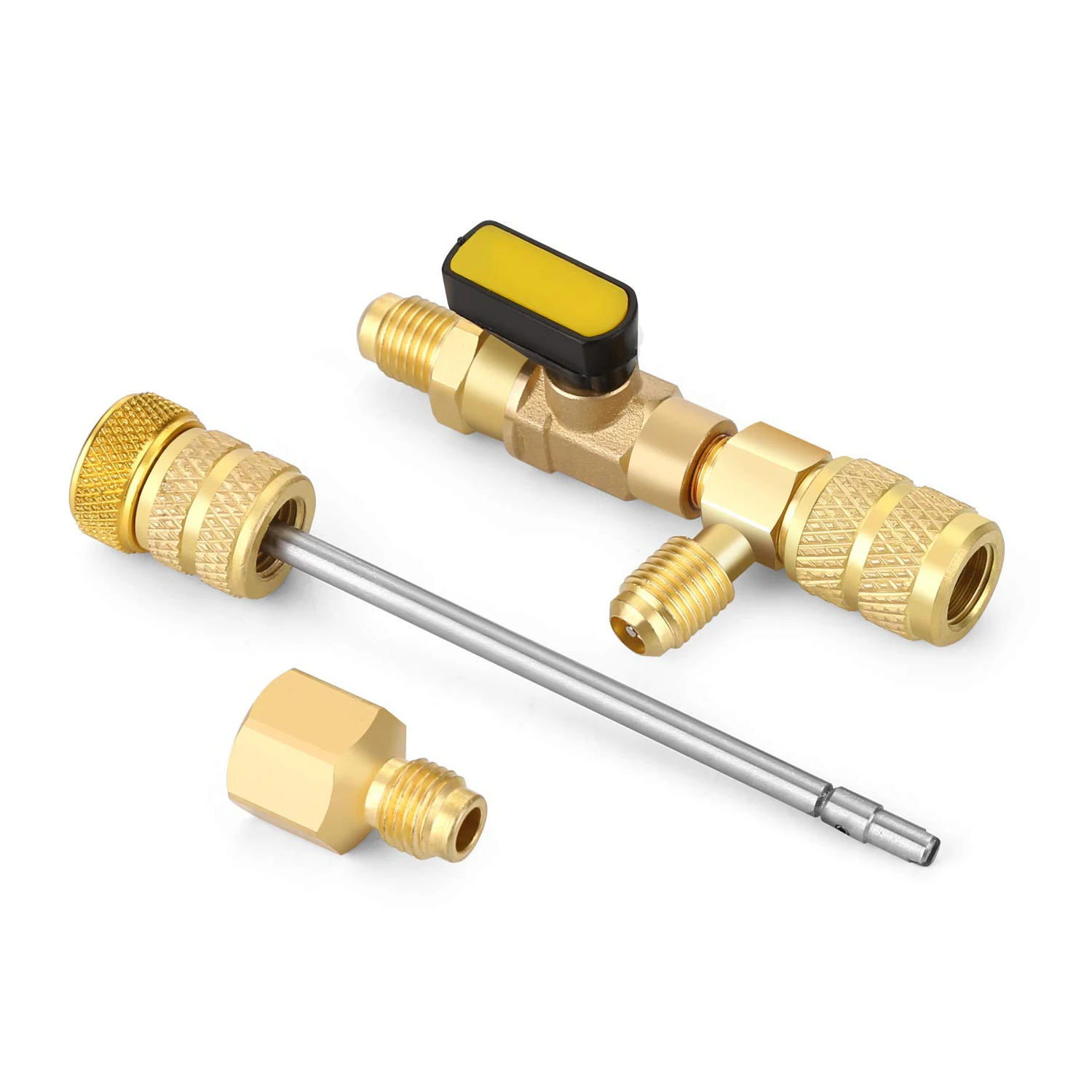 أداة تثبيت مزيل الصمام الأساسية مع منفذ مزدوج الحجم SAE 1/4 و5/16 لنظام R404A R407C R134A R12 R32 R600 HVAC #2