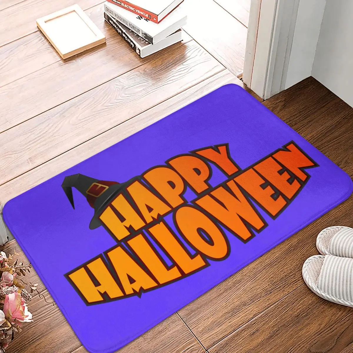 Halloween Pumpkin With Witch Hat 2 Doormat Anti-Slip Entrance Kitchen Bath Floor Door Mat Living Room Rug Carpet Footpad