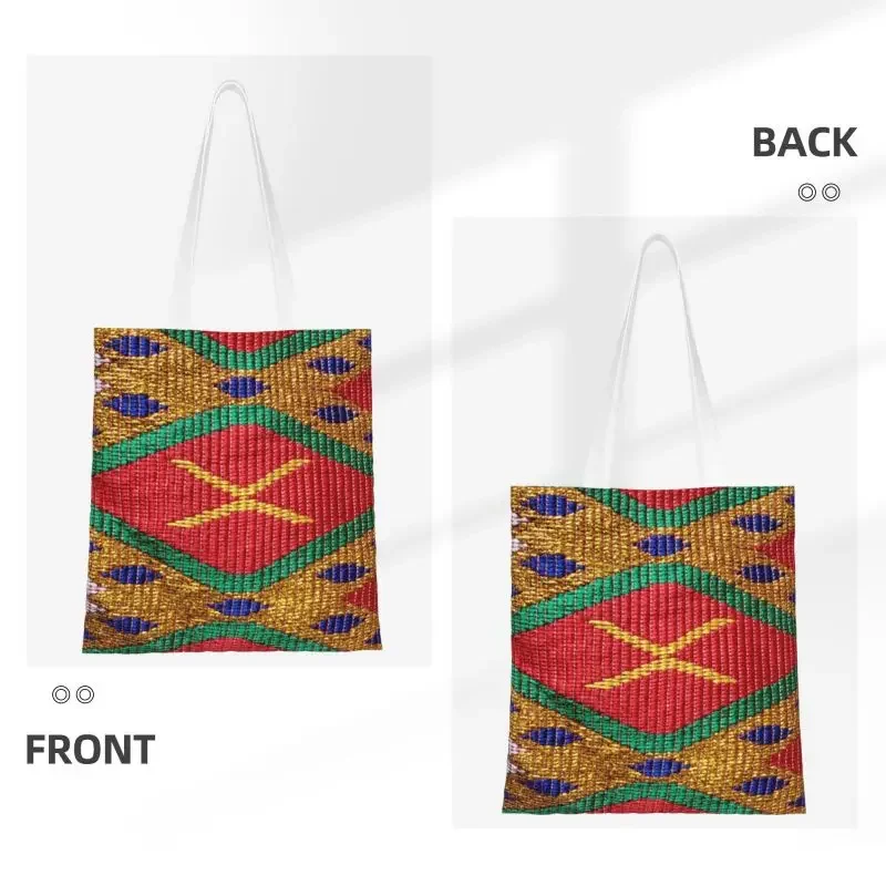 Fashion Print Ethiopian Hand Made Traditional Design Shopping Tote Bag Durable Canvas Shopper Shoulder Handbag