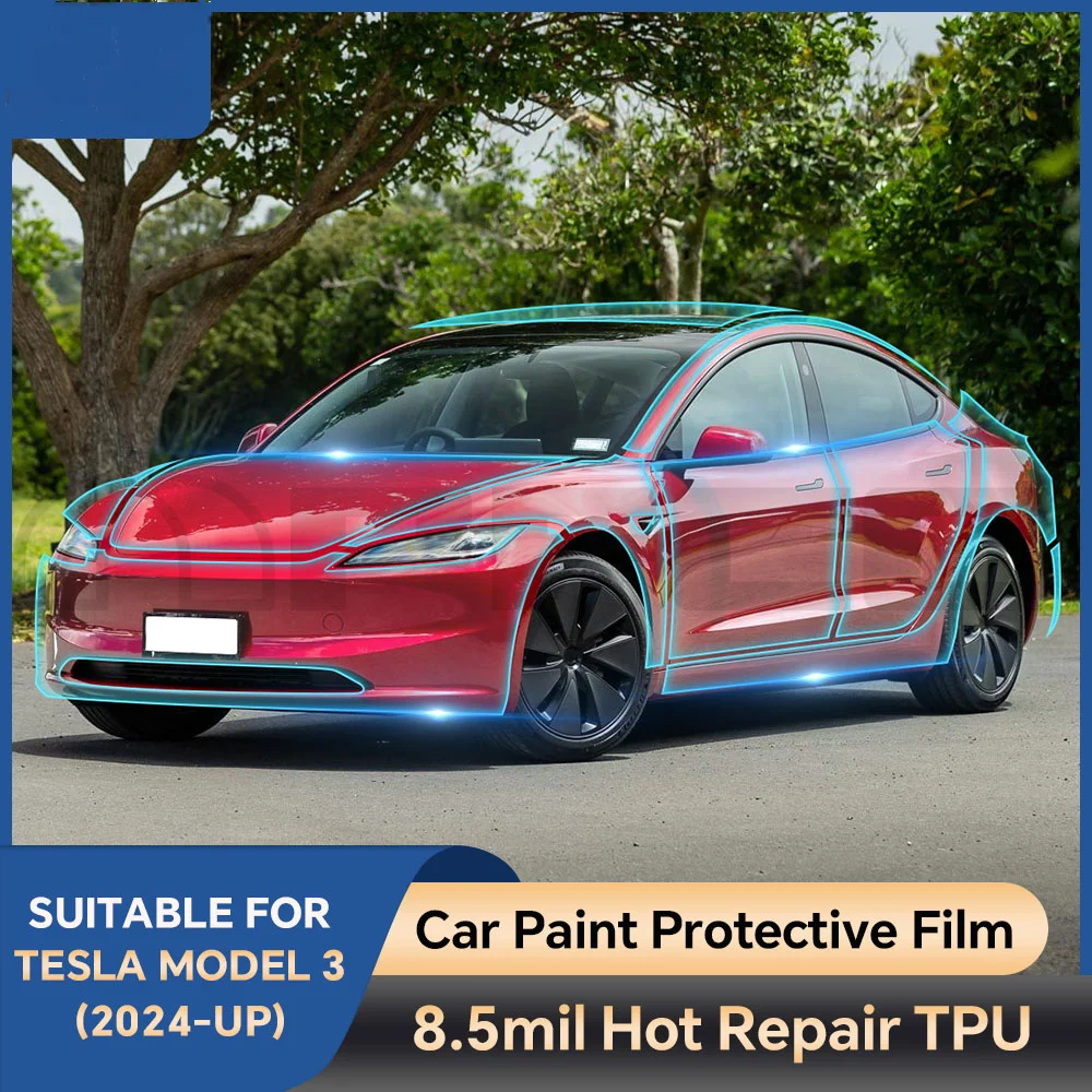 TPU Invisible Car Paint Protection Film for Tesla Model 3 Highland 2024 2025-Up Anti-Scratch Clear Bra PPF Decal Car Accessories