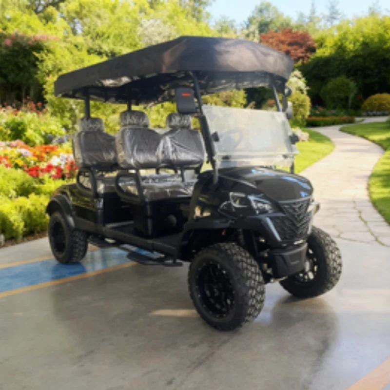 عربة جولف كهربائية عالية الجودة بأربعة مقاعد من المصنع، مركبة استقبال متنزه، عربات التي تجرها الدواب على الشاطئ مع غطاء مطر للزجاج الأمامي قابل للطي #5