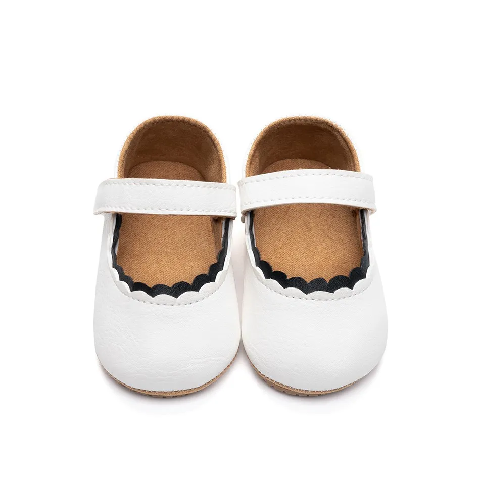 Zapatillas de primeros pasos con volantes para niña, zapatos infantiles de cuero PU con suela suave, para cuna de princesa, para bebés de 0 a 12