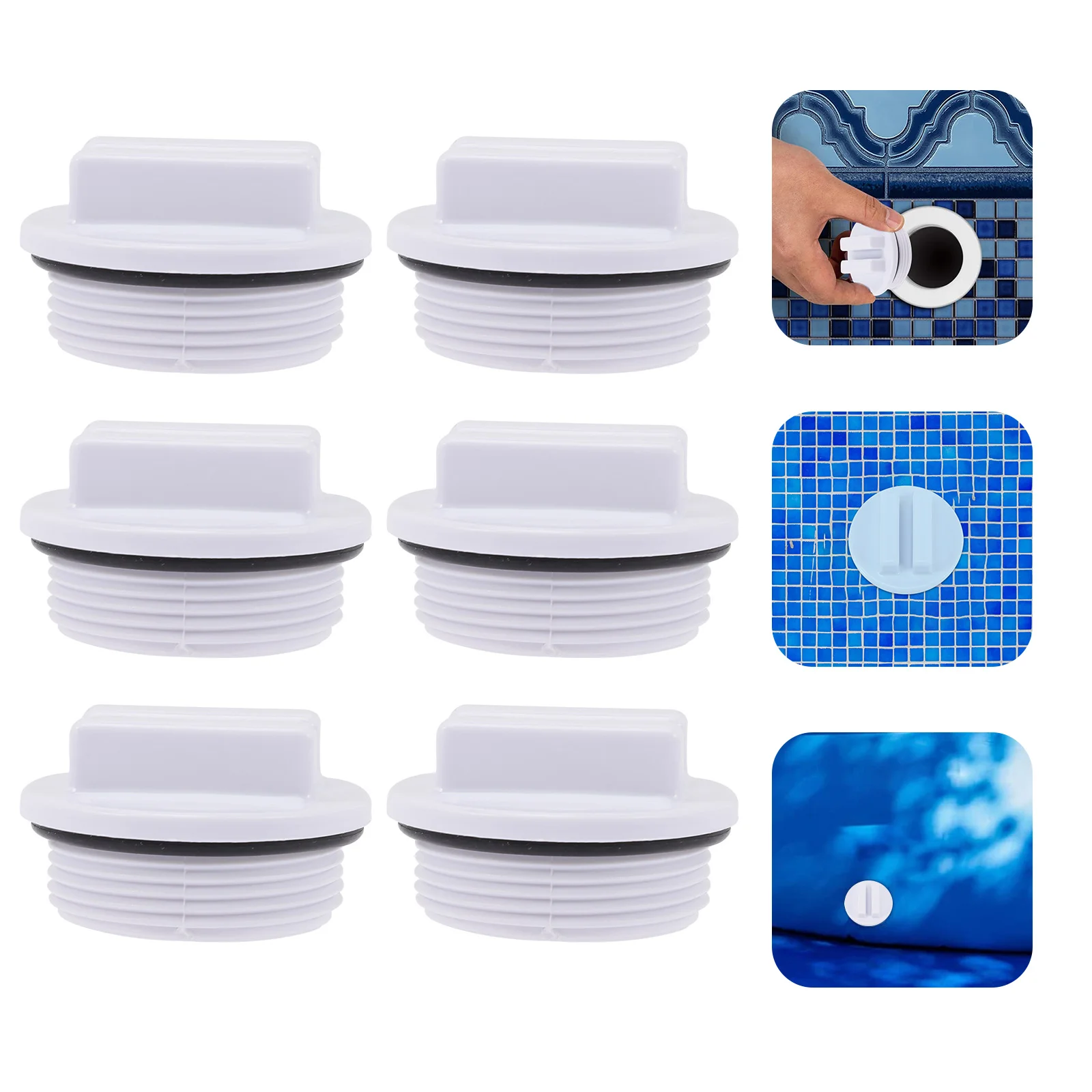 

6 Pcs Swimming Pool Antifreeze Plug Drain Cover Threaded Return Inflatable Filter Winterizing Rubber Pp with O-ring
