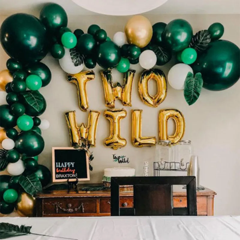 1set 16inch Gold Sliver Wild One Widld Two Foil Balloon 1 2th Birthday Jungle Safari Party Decoration Baby Shower Toy Air Globos view 2