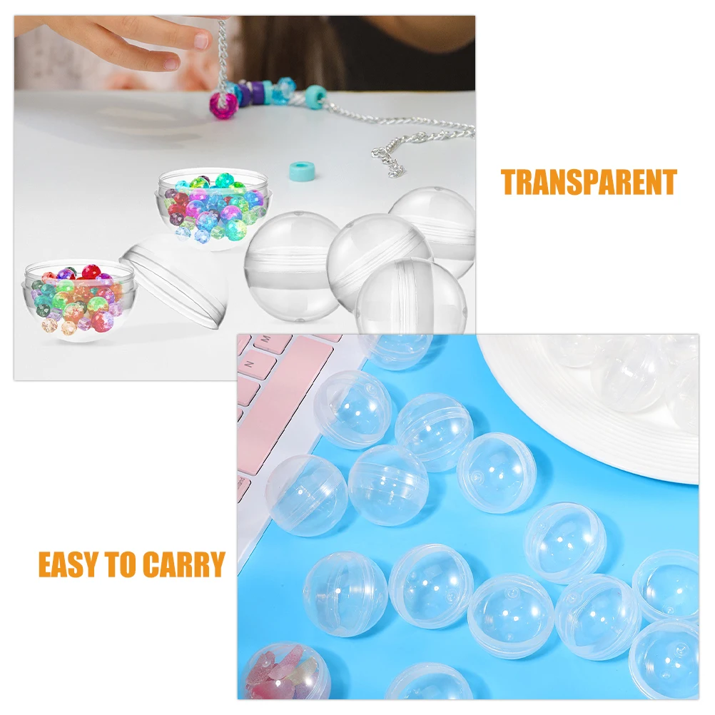 

50pcs Lucky Clear Round Plastic Vending Machine Balls Empty Fillable Prize Containers Reusable Party Gifts