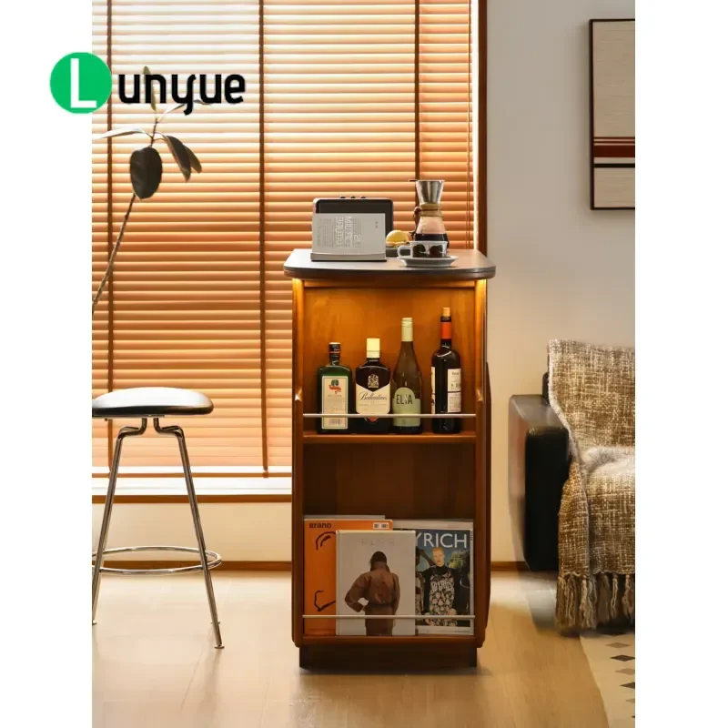 Luxury European Style Solid Wood Bar Table Modern Design with Wood Grain Countertop for Living Room Hotel Villa Furniture