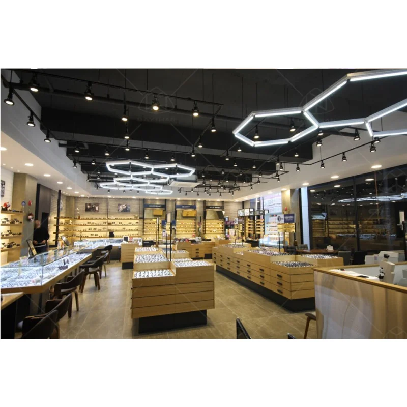 custom.Lighted Optical Store Display Furniture Retail Shop Display Eyewear Glass Display showcase with Drawer