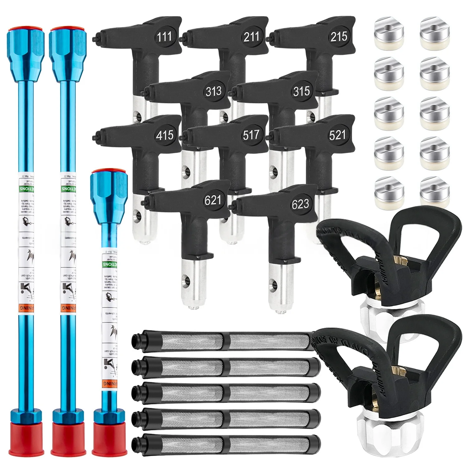airless-paint-spray-tips-kit-with-extension-poles-guards-filters-reversible-nozzles-for-sprayer