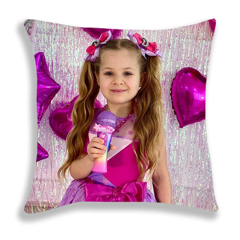 Kids Diana Show Soft Pillowcase Cute Cartoon Printed Bedroom Sofa Decorative Cushion Cover With Zipper Square Pillow Covers