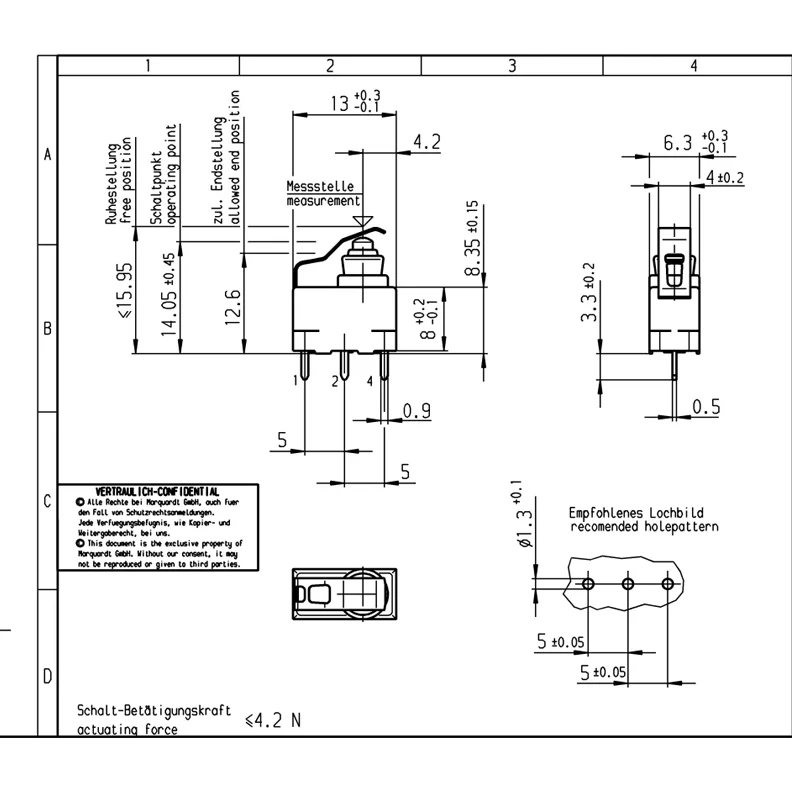 1 STÜCK/LOS 100% deutscher J518 Zündschloss mit Griff, Mikrobewegung/Knopf/Touch/A6LQ7, häufiges Problem ohne Schlafmodus 1055.7255 – Detail 2