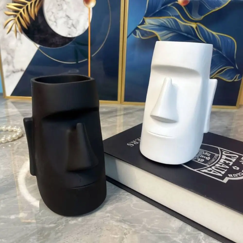 

3D Stone Portrait Pen Holder Kawaii Large Capacity Resin Eyeglasses Holder Cartoon Waterproof Pencil Stand Sculpture Student