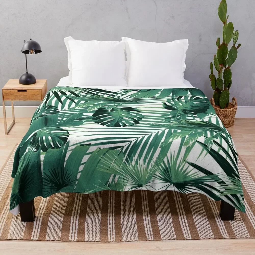 Tropical Jungle Leaves Siesta #5 #tropical #decor #art Throw Blanket Sofa Decorative Sofa Bed covers Blankets